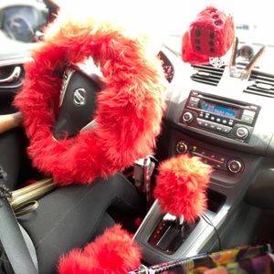 3Pcs Car Steering Wheel Cover Furry Fluffy Universal Fur Wool Thick 15''